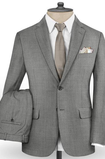 Grey Business Men Suits Online | Notched Lapel Slim Fit Tuxedo_2