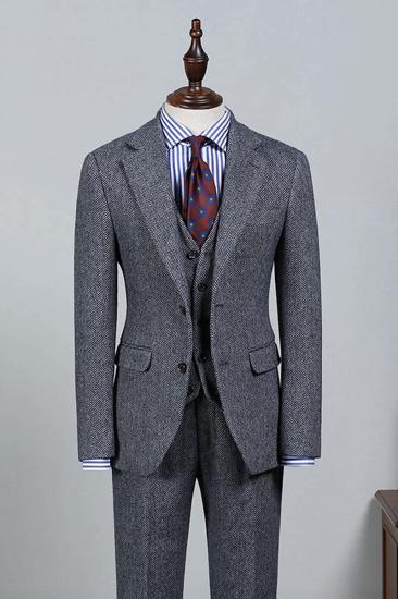 Lambert Formal Dark Grey 3-Pack Notched Lapel Slim Fit Suit_1