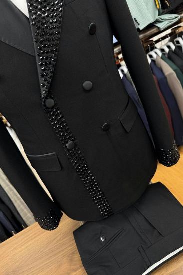Brady New Stylish Black Peak Collar Two Piece Prom Suit_4