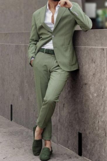Lime Green Fashion Slim Fit Custom Mens Prom Suit_1
