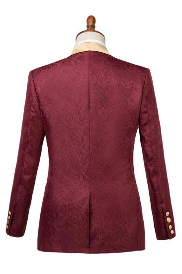 Dominic Stylish Burgundy Slim Fit Jacquard Men Wedding Suit_3