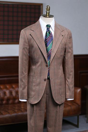 Arlen Coffee Small Check 2 Piece Slim Fit Custom Business Suit_1