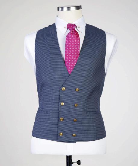 Modern Gray Point Collar Men Three-Piece Business Suits_2