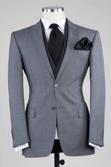 New Arrival in Gray Men's Business Suit Fitted Notched Lapel 3-Piece Set New Arrivals_1