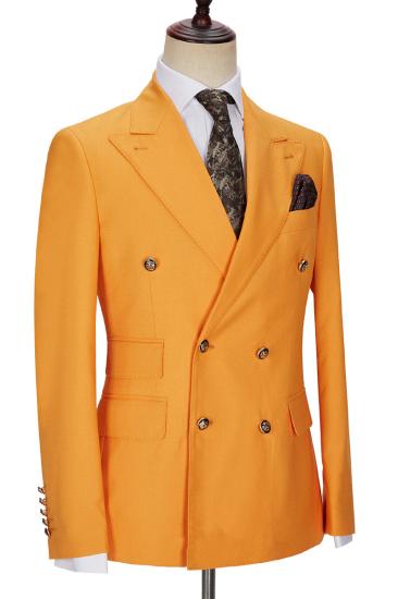 Benjamin New Orange Double Breasted Point Lapel Mens Suit_2