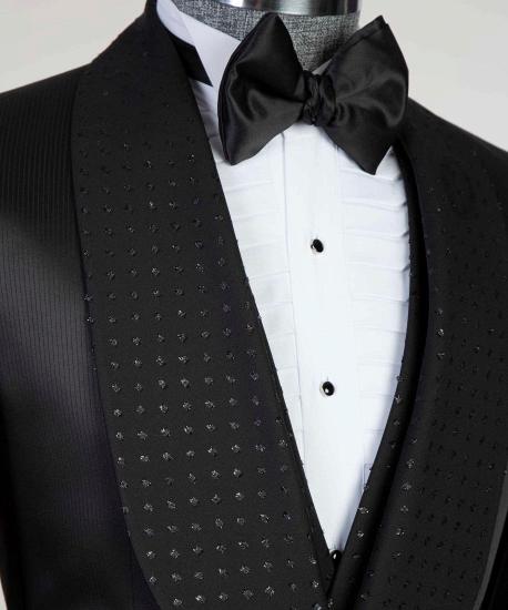 Black Two-Piece Shawl Lapel Custom Wedding Suit_3
