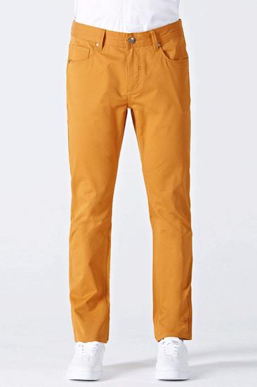 Orange Cotton Customized Solid Color Mens Casual Pants