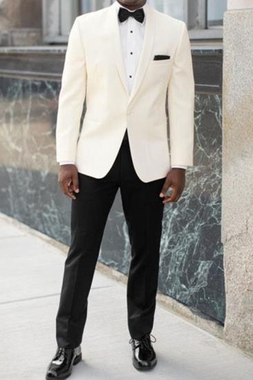 Rodney simple and handsome white cape lapel wedding men's suit_1