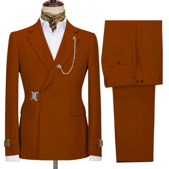 Gavin Newest Orange Two Piece Notched Lapel Business Men Suit_2