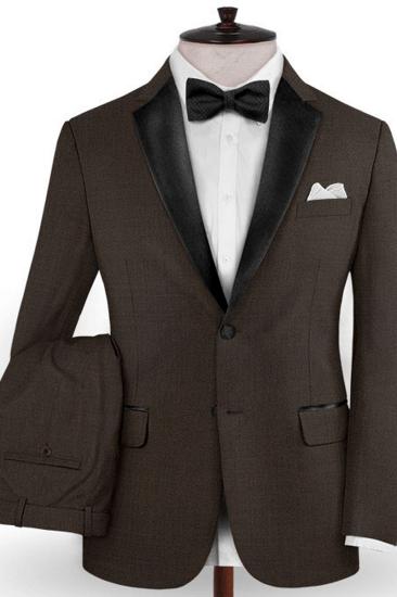 Dark Brown Business Formal Tuxedo |  Two Piece Men Suits Online_2