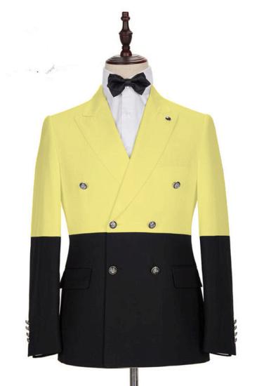 Taylor Yellow Fashion Slim Fit Double Breasted Mens Prom Wear_2