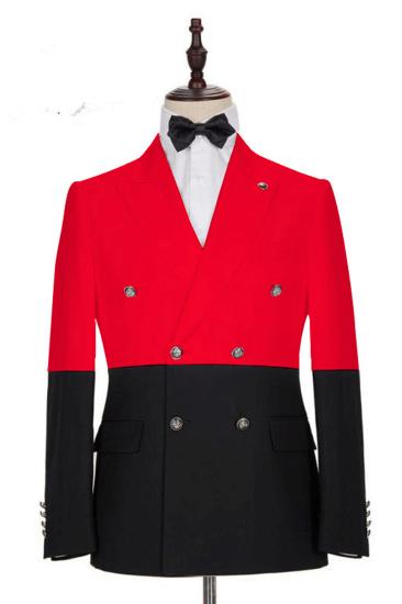 Mateo Red Double Breasted Point Lapel Mens Prom Suit_2