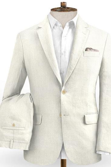 Linen Ivory Beach Wedding Suit Set Of 2 |  Men Men Suits_2