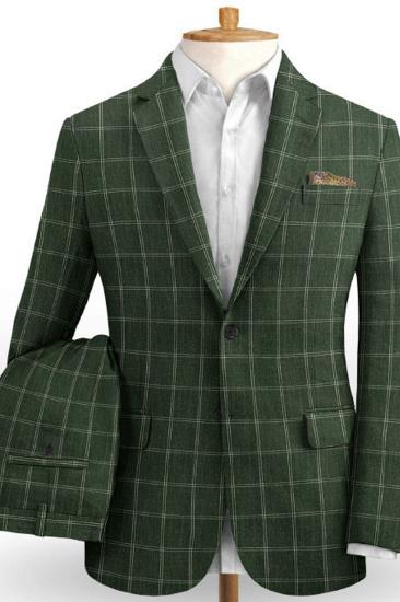 Luxury Green Two Piece Men Suit |  Men Linen Prom Evening Suit_2