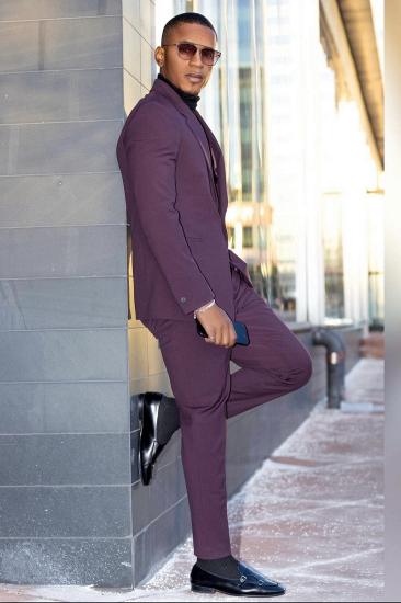 Brady Dark Purple Notched Lapel One Button Two Pieces Prom Suits_3