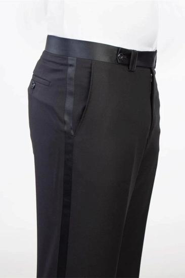 James Black Peaked Lapel Double Breasted Velvet Two Piece Prom Suits_3