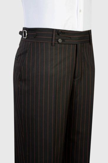 Black Orange Pinstripe Three Piece Suit Men Custom Tailored Formal Outfit For Wedding Prom Business Gala_2