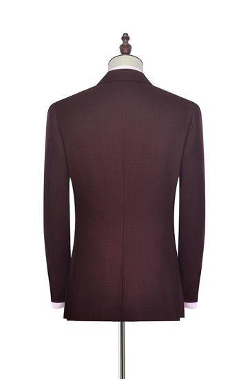 Mens Peak Lapel Burgundy Suit |  Formal One-Click Business Suit_3