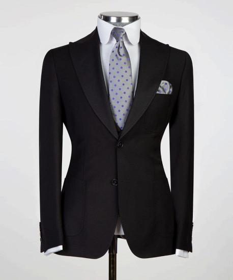 Duncan Newest Black Two Button Point Lapel Mens Business Suit_5