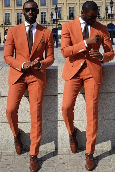 Orange Slim Fit Men Suit | Point Collar Prom Suit_1