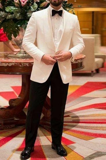 Tristan Sleek White Shawl Lapel One Button Slim Fit Wedding Set_1