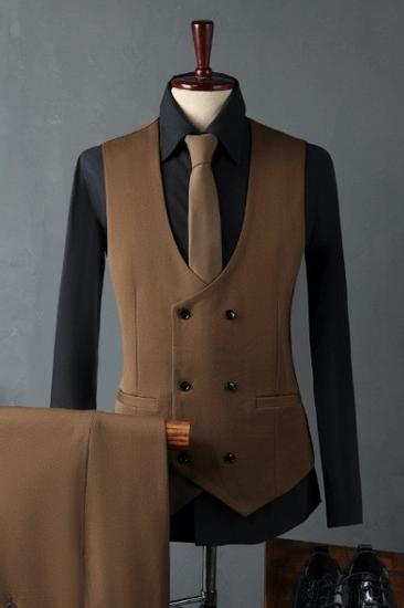 Italian Brown Lapel Men Slim Suit | Suit Wedding Business Suit Adjustable Chest Button_5