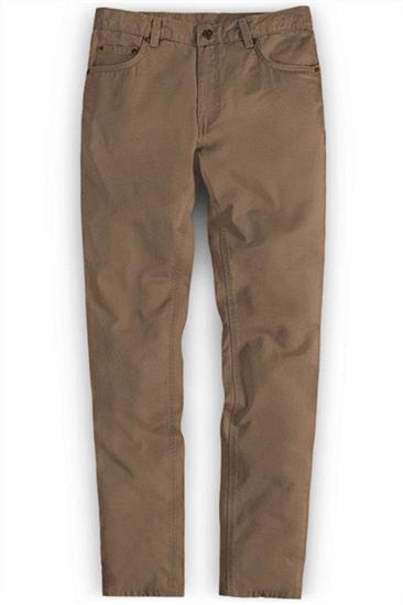 Casual cotton long zip fly straight-leg pants_1