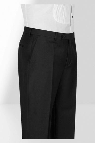 Stylish black peak lapel double-breasted slim-fit men's suit | Metal buttons_3