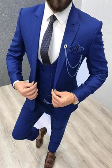 New Royal Blue Groomsmen Suit Suit | Mens Three Piece Prom Suit_1