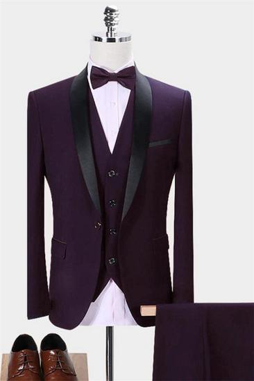 Dark Purple Business Tuxedo | Glamorous Slim Fit Mens Suit Prom Suit 3 Piece_1