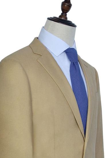 Khaki Lined Mens Suit with Notched Lapel |  Two Button Flap Pocket Casual Suit_4