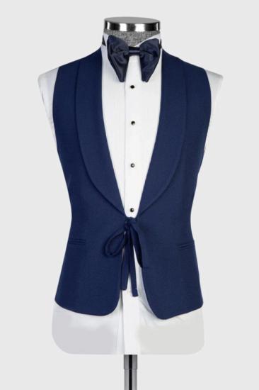 Bespoke Navy Shawl Lapel No Button Vest