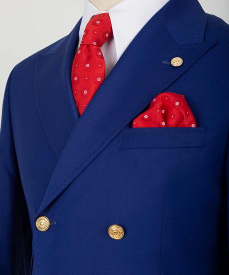 Chic Blue Double Breasted Six Button Men Suit | Men Two Piece Suit_4