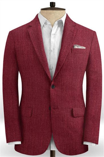 Trendy Red Men Blazer With Two Buttons |   Linen Prom Evening Suits_1