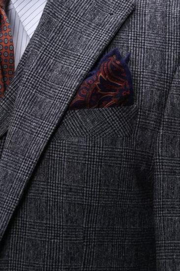 Alvin Fashion Dark Grey Plaid Three Piece Men Business Suit_6