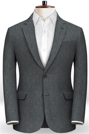 Dark Grey Slim Fit Mens Suit Online | Fashion Striped Two Piece Tuxedo