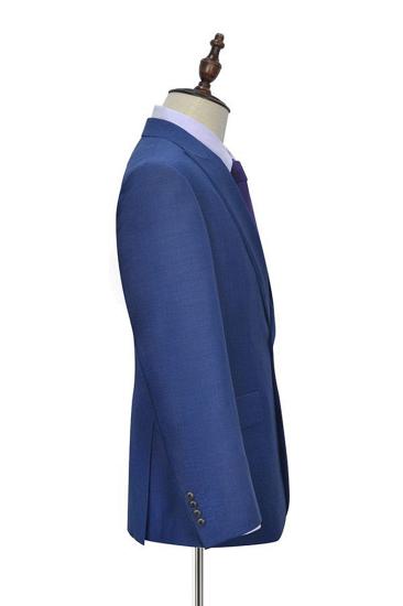 One Button Flap Pocket Navy Blue Mens Suit | Mens Point Collar Business Suit_4
