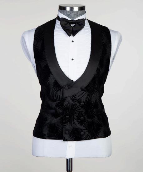 David Black 3 Piece Jacquard Point Collar Mens Suits_5