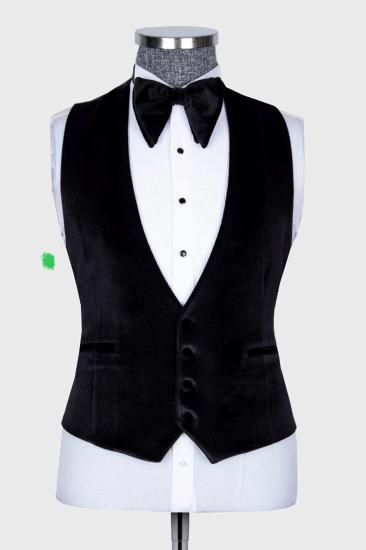 Brady Black Velvet Three Piece Gold Beadings Men Dinnig Suits_3