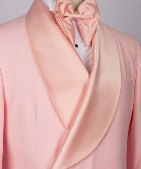 Pink Double Breasted Shawl Lapel Stylish Men Two Piece Suit_4