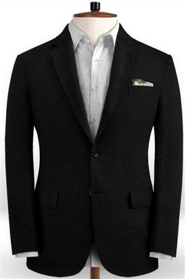 Summer 2 Black Men Linen Suits | Slim Fit Beach Groom Wedding Tuxedo_1