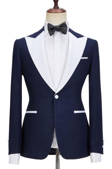 Tyler Stylish Navy Pointed Lapel Slim Fit Three-Piece Mens Suit_4