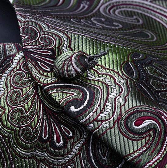 Olive Green Paisley Men Waistcoat_4