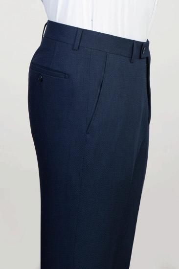 Dark Blue Open Collar Mens Two Piece Prom Suit | Adjustable Belt_4