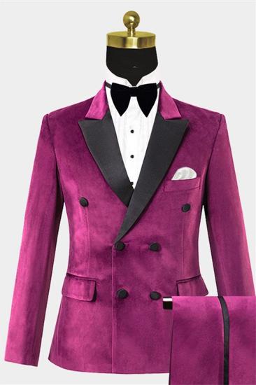 2 Velvet Tuxedos Online | Four Button Men Suits On Sale_1