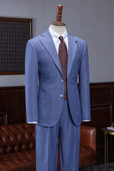 Ahern Blue 2 Notched Lapel Slim Fit Suit_1