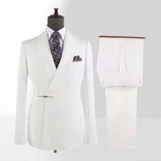 White Shawl Collar Wool Blend Mens Two Piece Prom Suit_2