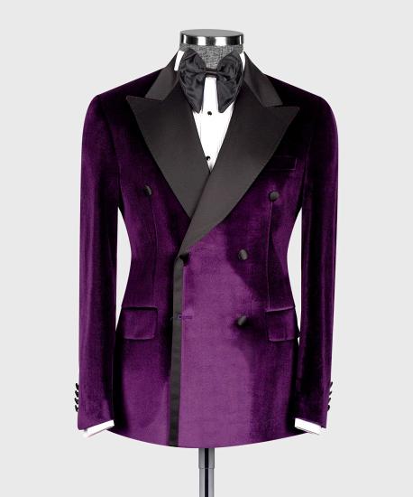 James Purple Velvet Lapel Men Two Piece Suits | Prom Suits_2