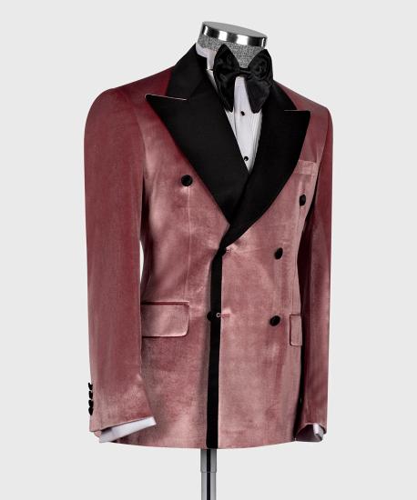 Anner Pink Velvet Lapel Men Two Piece Suits | Prom Suits_3