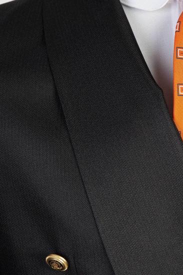 Elegant Black Gentleman Double Breasted Tuxedo | Shawl Collar Men's Tuxedo With Metal Buttons_3